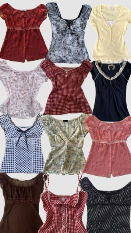 12 Pack Bundle Vintage Women Tops Retro Y2K Mixed Styles