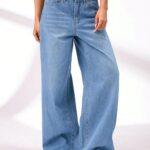 Ladies Sky Blue Relaxed Fit Jeans Trendy Casual Denim
