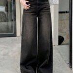 Women’s Black Wide Leg Baggy Jeans Stylish Loose Fit Denim