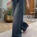 Ladies Navy Blue Baggy Pant Relaxed Fit Stylish Trouser