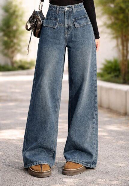 Ladies vintage Baggy Blue Jeans Classic Loose Fit Denim