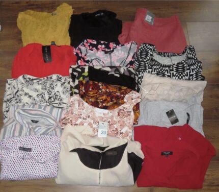 16 Ladies Mix Clothing Bundle – Tops, Shirts & Blouses (Mixed Sizes & Brands)